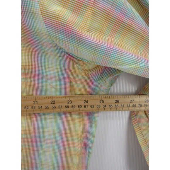 Paul Stuart Shirt Large Button Up Plaid Preppy Flip Cuffs Colorful - Picture 5 of 11